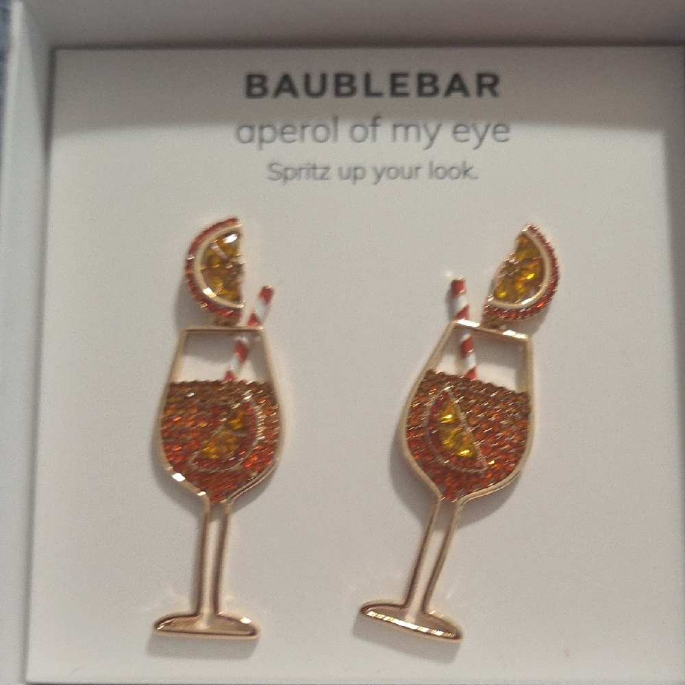 BaubleBar Cocktail Glass Earrings with Orange and Yellow